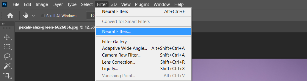 Перейти в меню Нейронные фильтры