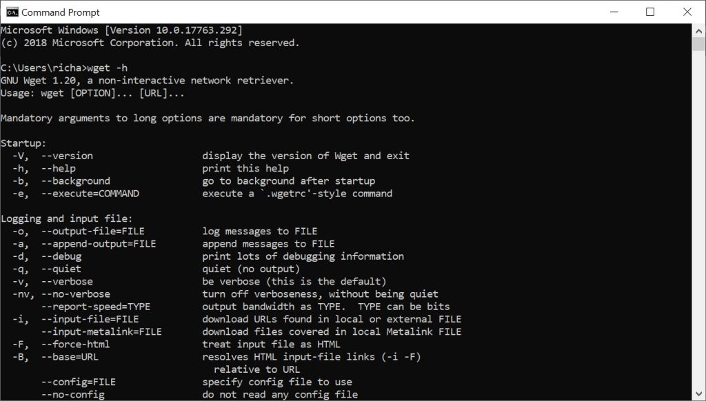 Error wget en Windows: comando no encontrado