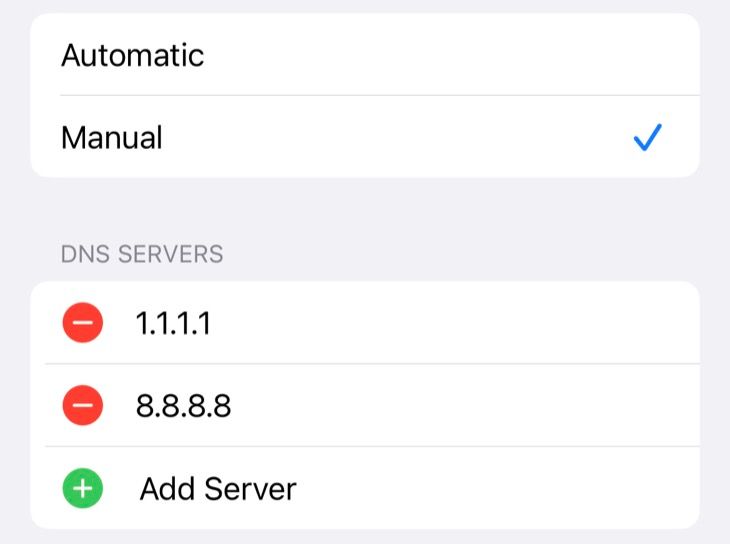 Ручная настройка DNS на iPhone
