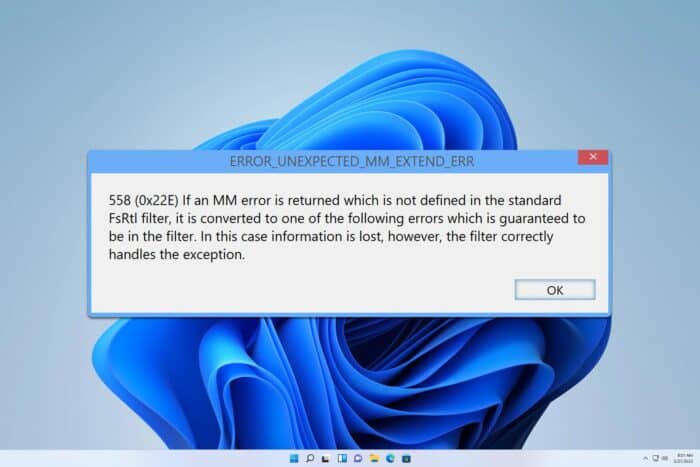 Как исправить ERROR_UNEXPECTED_MM_EXTEND_ERR
