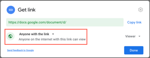 Копирование ссылки для общего доступа по ссылке