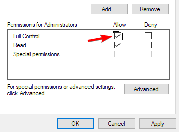 Установка полного контроля для пользователя
