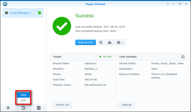 Выбор задания восстановления
