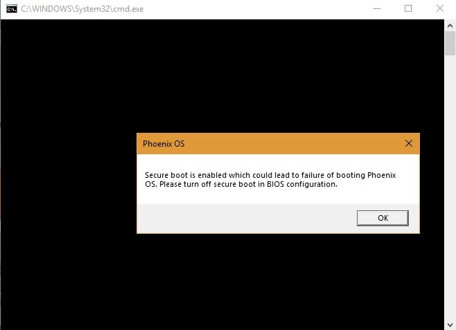 Secure Boot Phoenix Os Error
