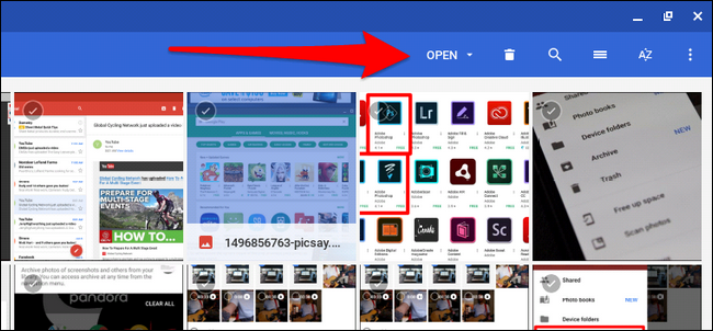 Список приложений в файловом менеджере Chromebook
