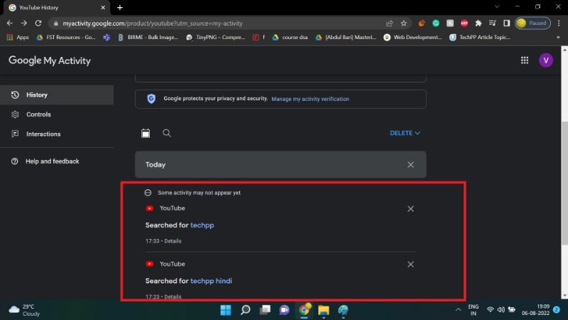 Просмотр детализированной истории поиска YouTube с календарём и поиском