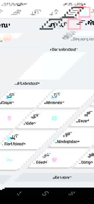Тап по значку шестерёнки в приложении Facebook.