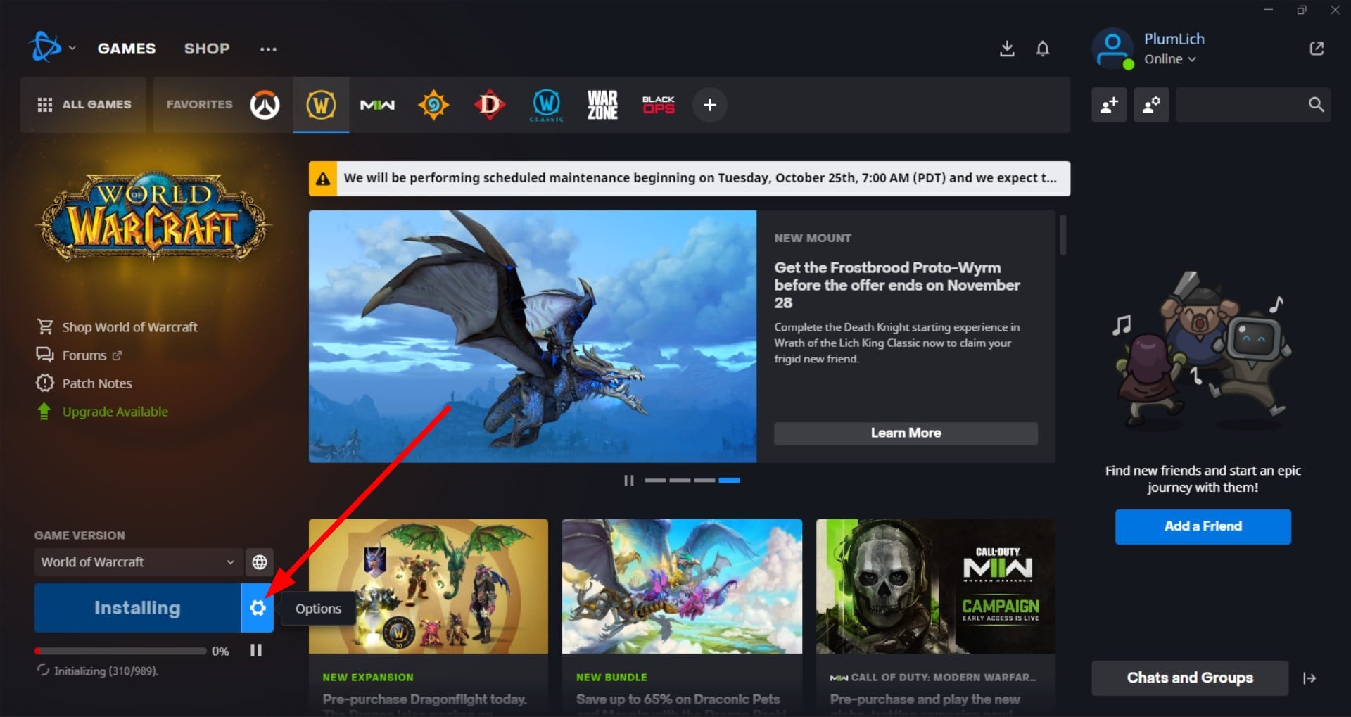 Окно настроек Battle.net с опцией дополнительных аргументов командной строки