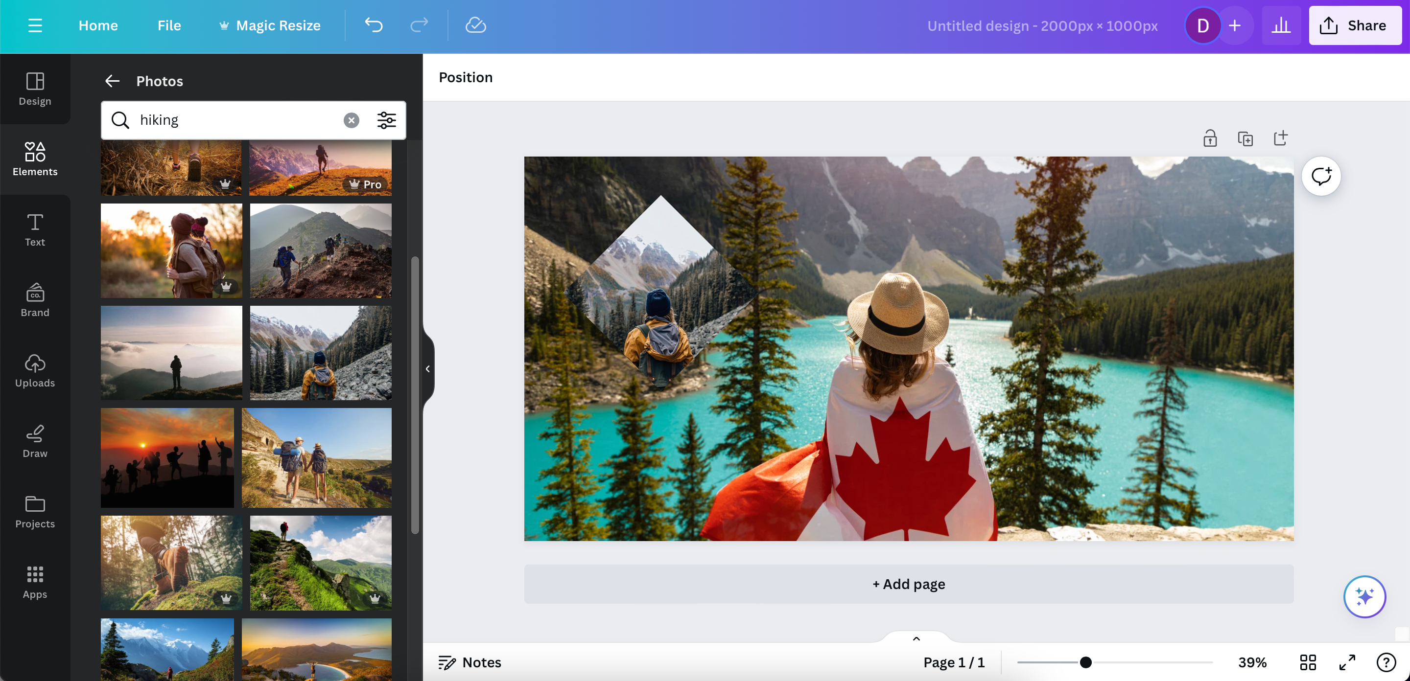 Фото добавлено в рамку в Canva
