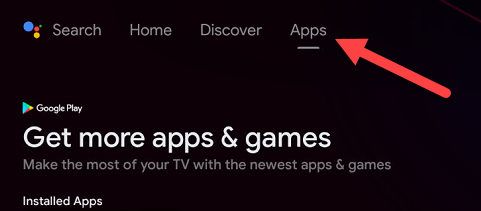 Вкладка Приложения на главном экране Android TV.