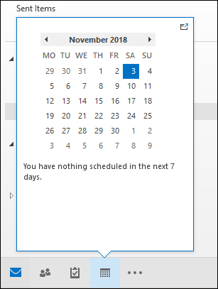 Предпросмотр при наведении на значок календаря и задач