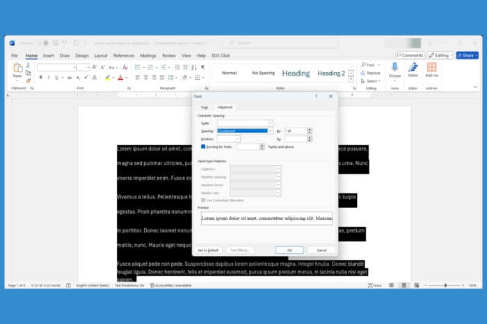 Удалить пробелы между словами в Word