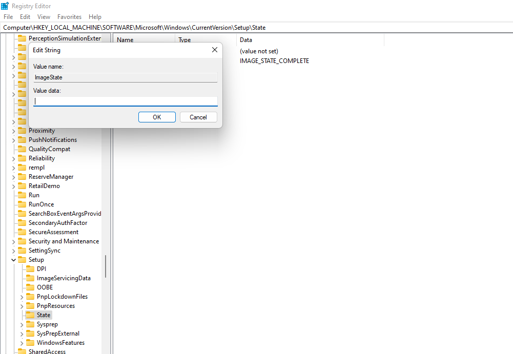 Скриншот: редактирование значения ImageState в реестре