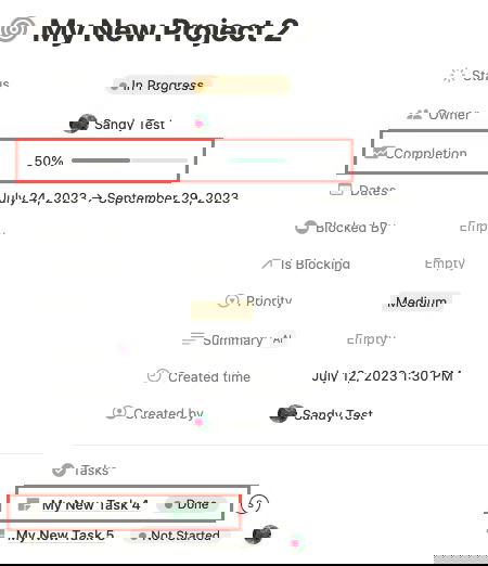 Процент Completion равен 50%