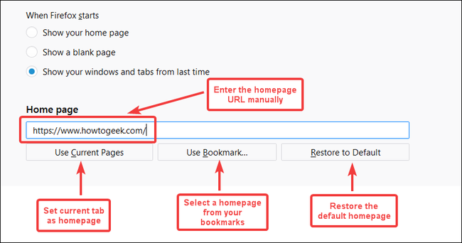 Три варианта установки домашней страницы в Firefox