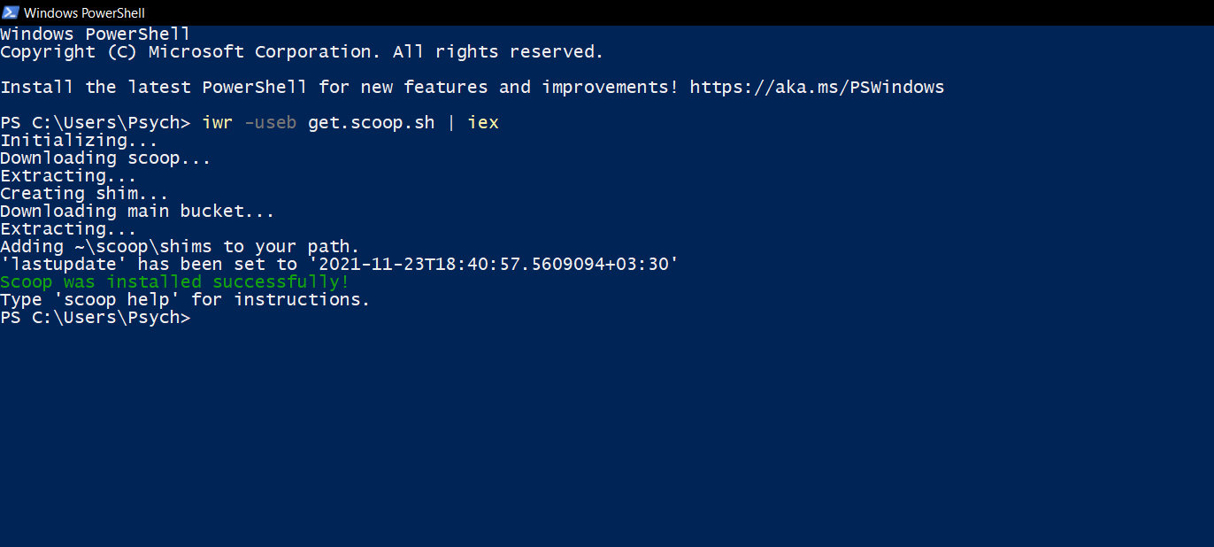 Installing Scoop through Powershell