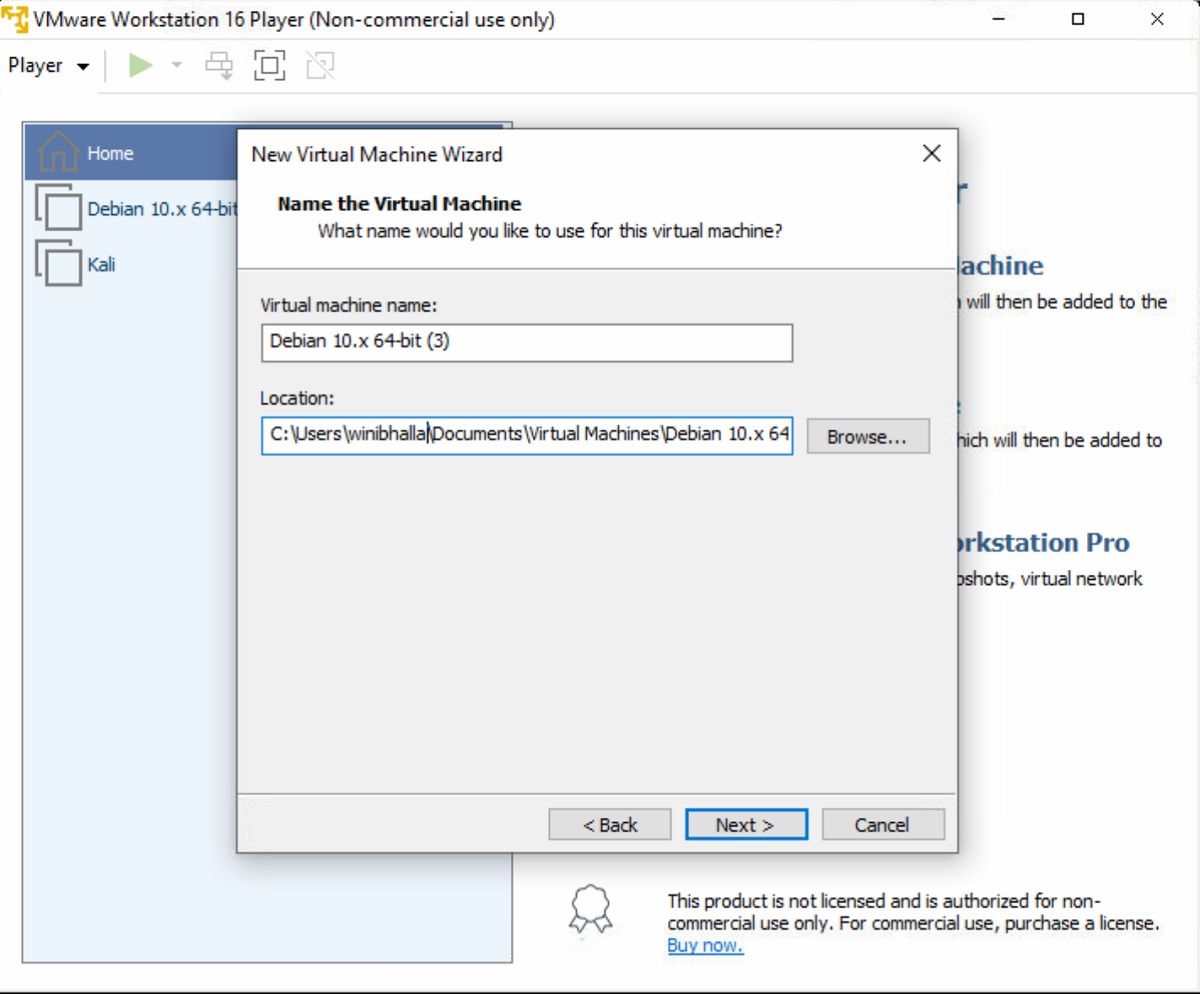 Выбор имени виртуальной машины