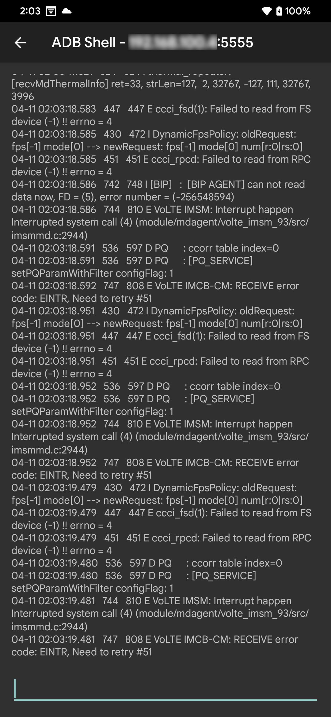 remote adb shell terminal screen