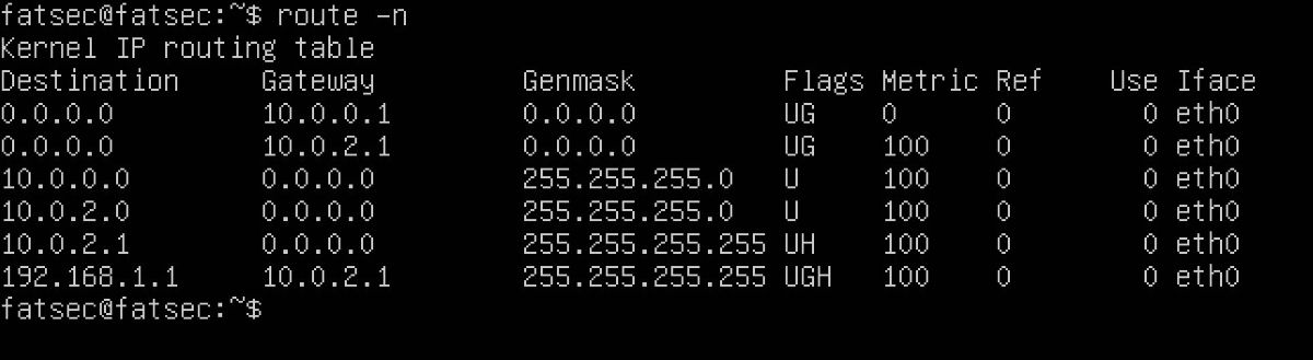 Вывод route -n с таблицей маршрутизации