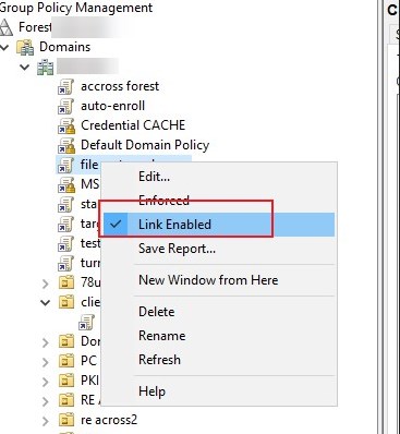 Опция Link Enabled у GPO отмечена