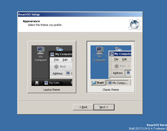 reactos review setupwizard7 theme