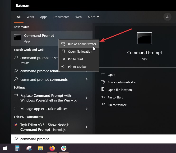 Открыть командную строку с правами администратора