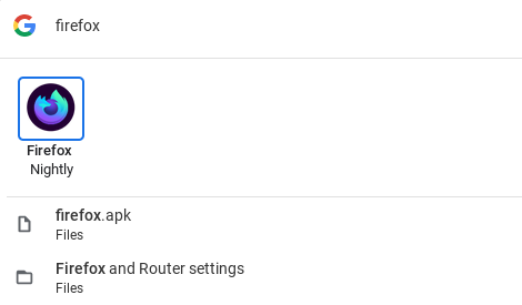 Иконка Firefox Nightly на Chromebook