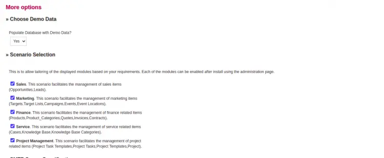 Импорт демонстрационных данных SuiteCRM