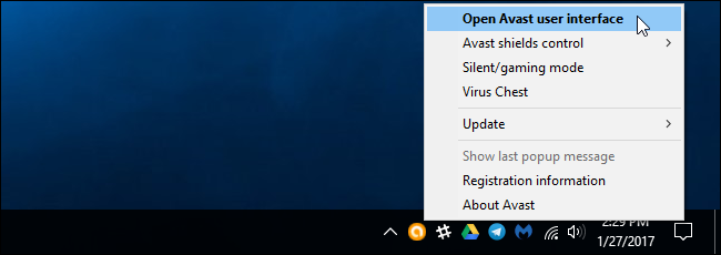 Изображение: оранжевая иконка Avast в системном трее