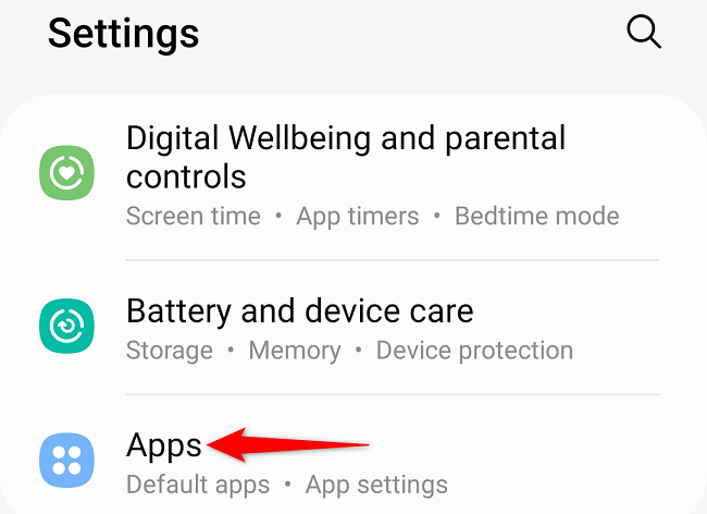 Нажмите «Приложения» в Настройках.