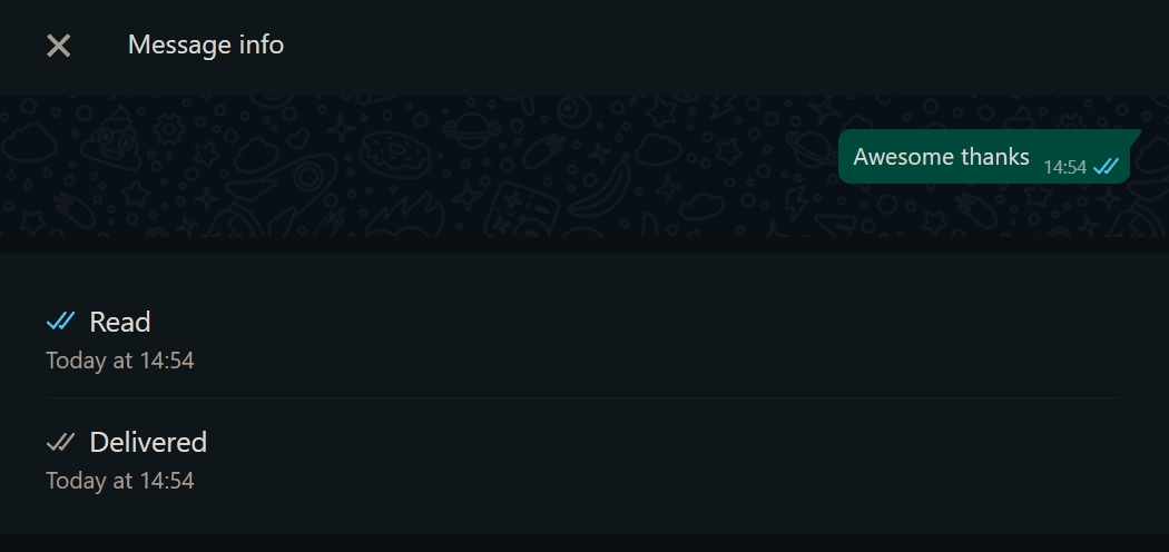 Информация о сообщении: время доставки и прочтения в WhatsApp Web