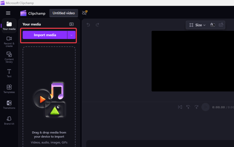 Импорт видео для нового проекта