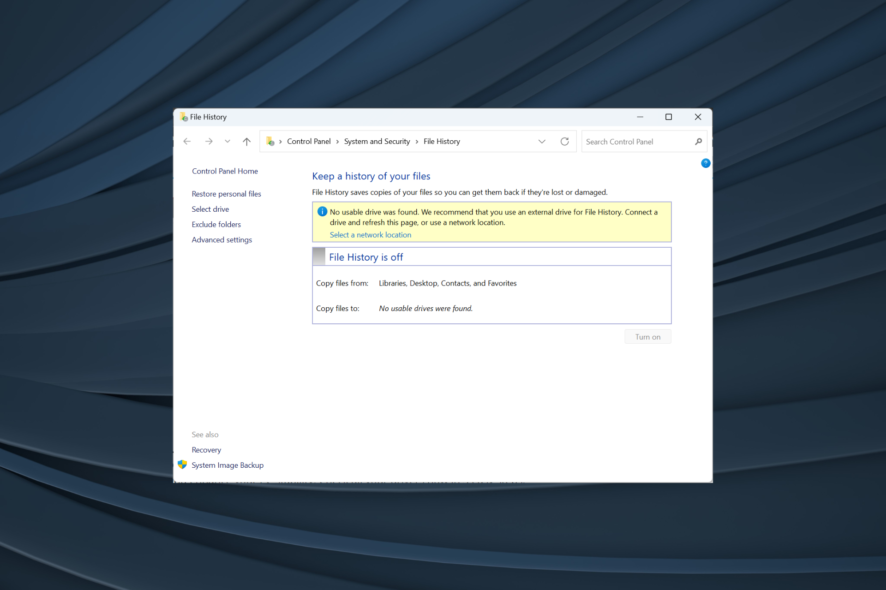 Исправить: File History не работает в Windows 10
