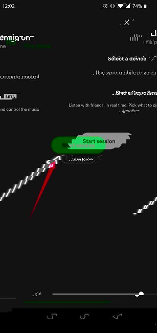 Опция для запуска групповой сессии в меню устройств