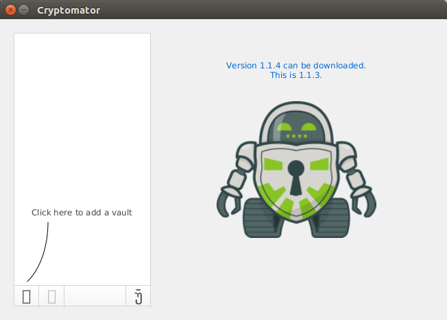 Интерфейс Cryptomator при первом запуске