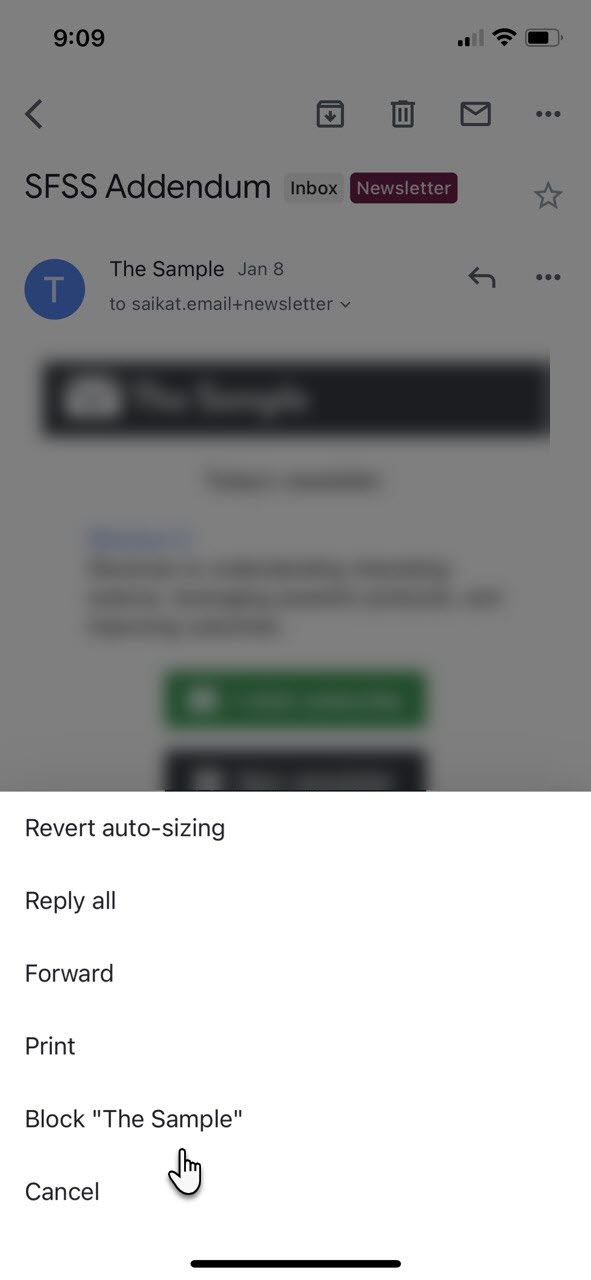 Блокировка контактов Gmail в iOS: уведомление о пометке как спам