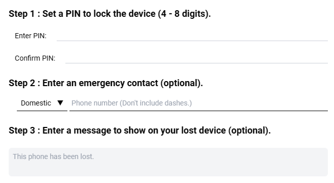 Настройки блокировки устройства в SmartThings Find