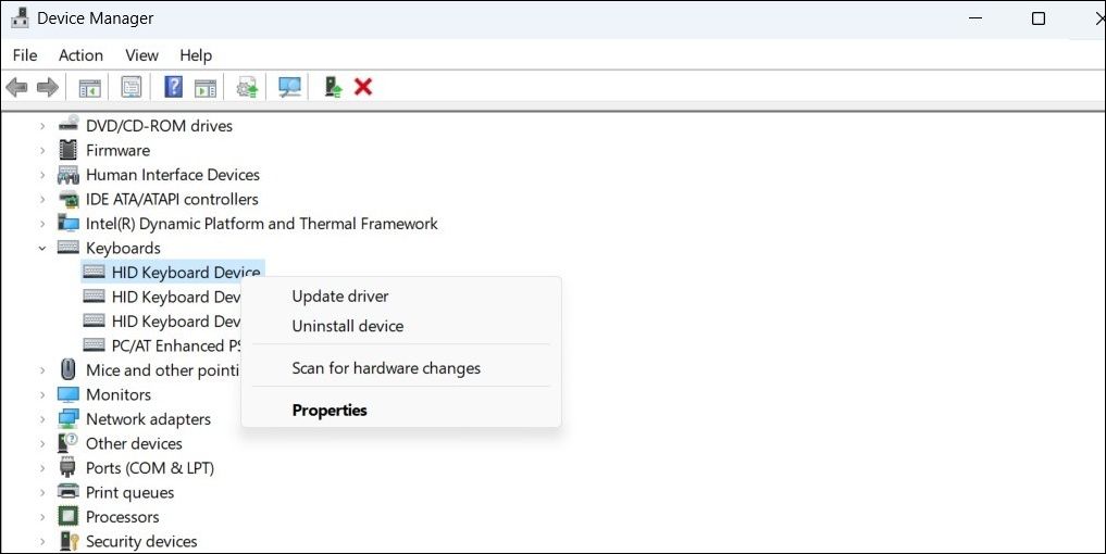 Обновление драйвера клавиатуры в Windows через Диспетчер устройств