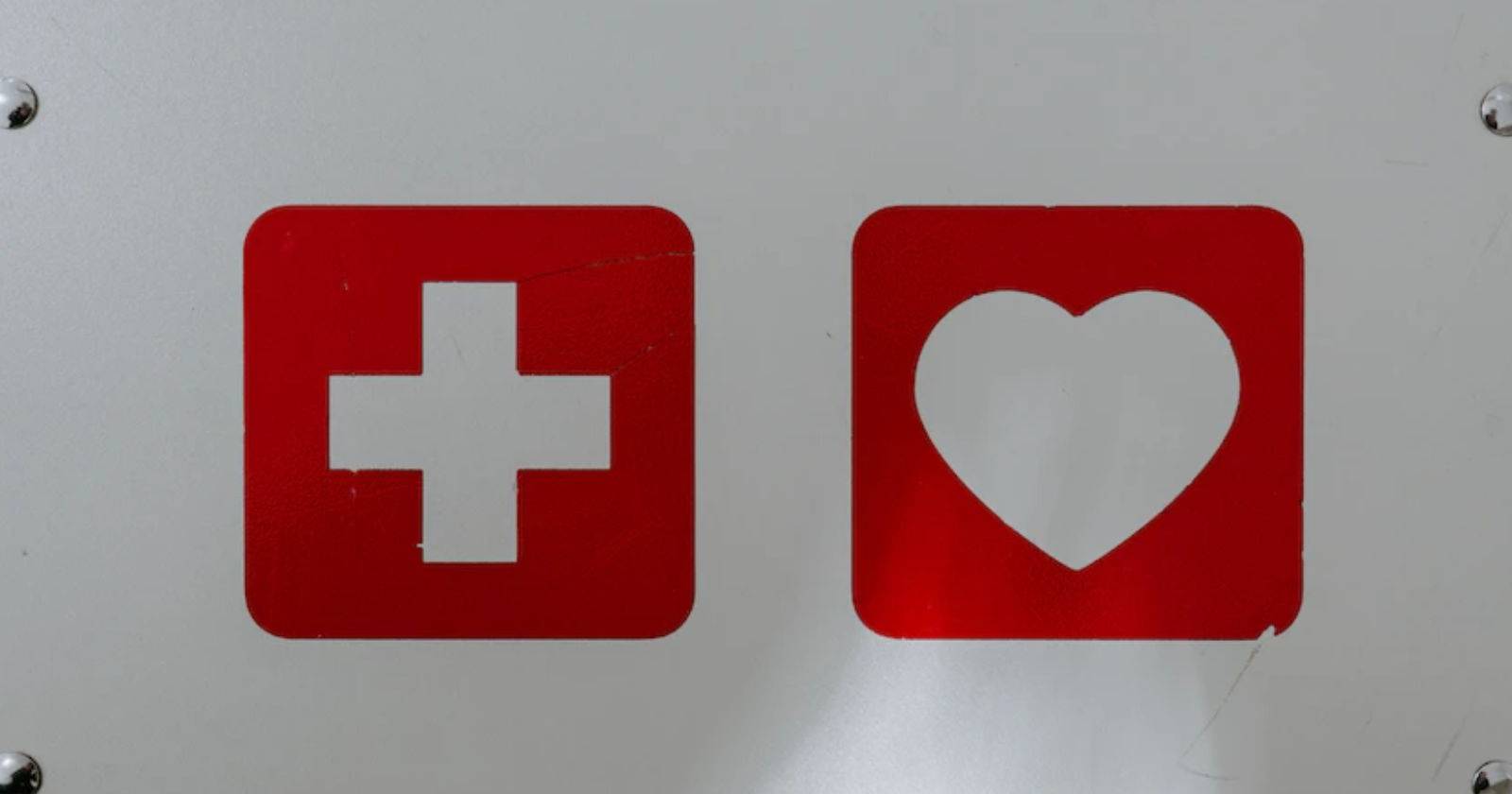 плакат с символом сердца и плюса