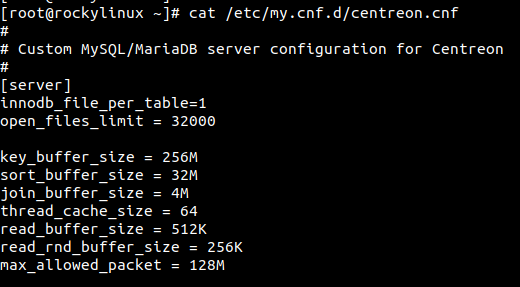 Файл конфигурации Centreon для MariaDB