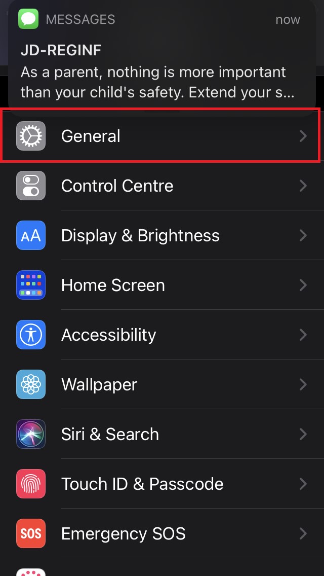 Раздел Общие в настройках iPhone
