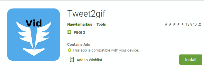 Приложение Tweet2gif для сохранения GIF из Twitter на Android