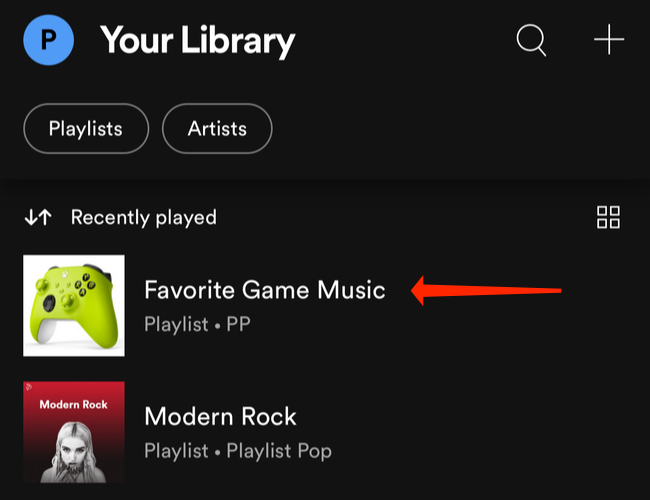 Тапните по плейлисту, который вы создали в Spotify