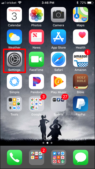 Скриншот настроек iPhone с опцией