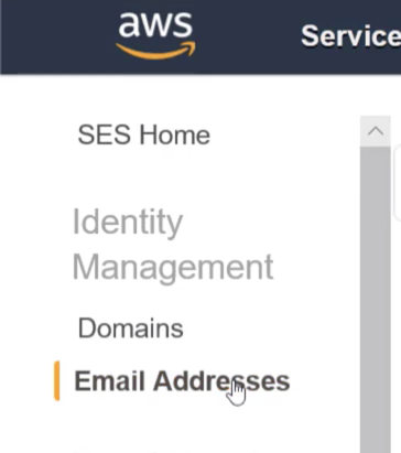 Раздел Email Addresses в консоли SES