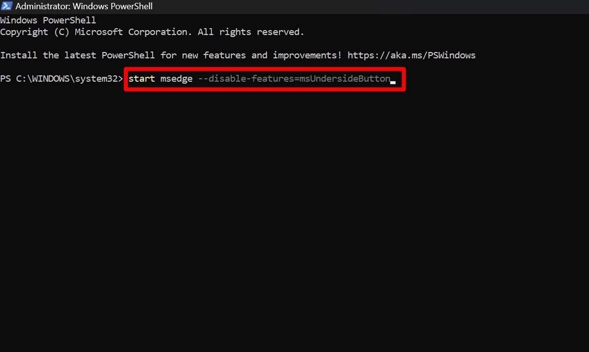 Удаление кнопки Bing Chat в Edge через PowerShell