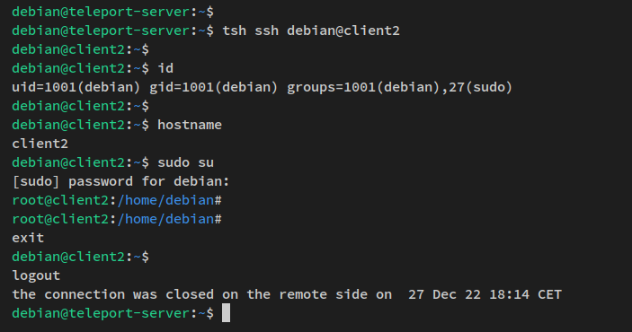 Подключение к client2