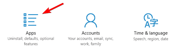 Список приложений в Параметрах Windows