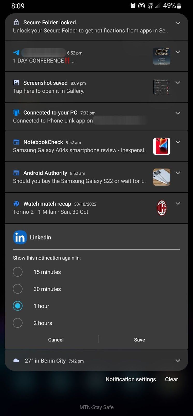 Варианты времени для отложенных уведомлений