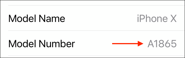 Просмотр номера модели на экране iPhone или iPad
